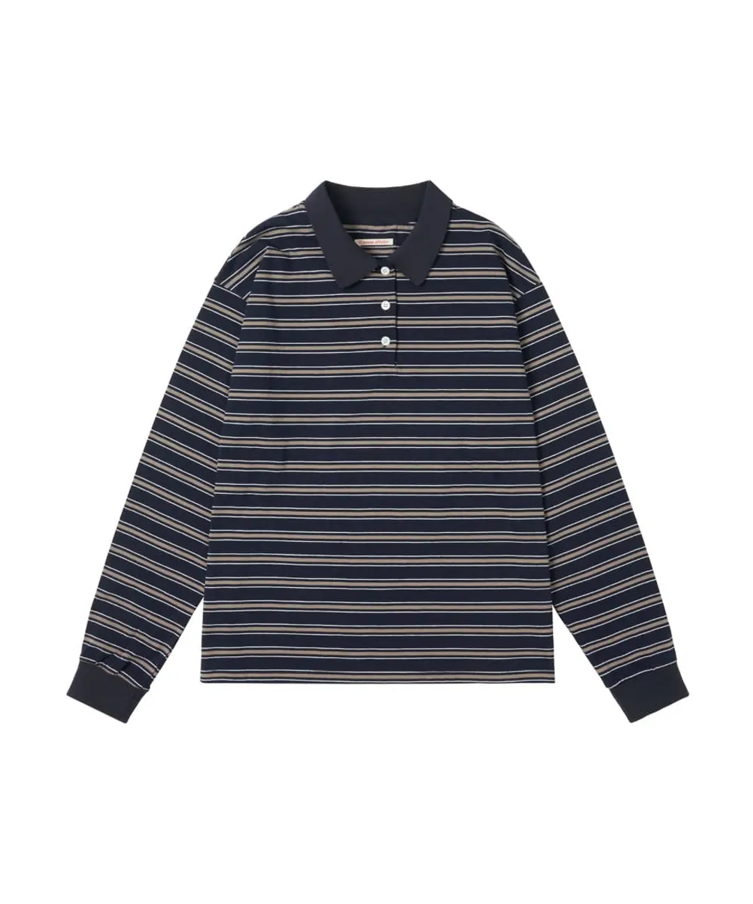 A3520 빈티지 스트라이프 칼라 티셔츠_Dark navy