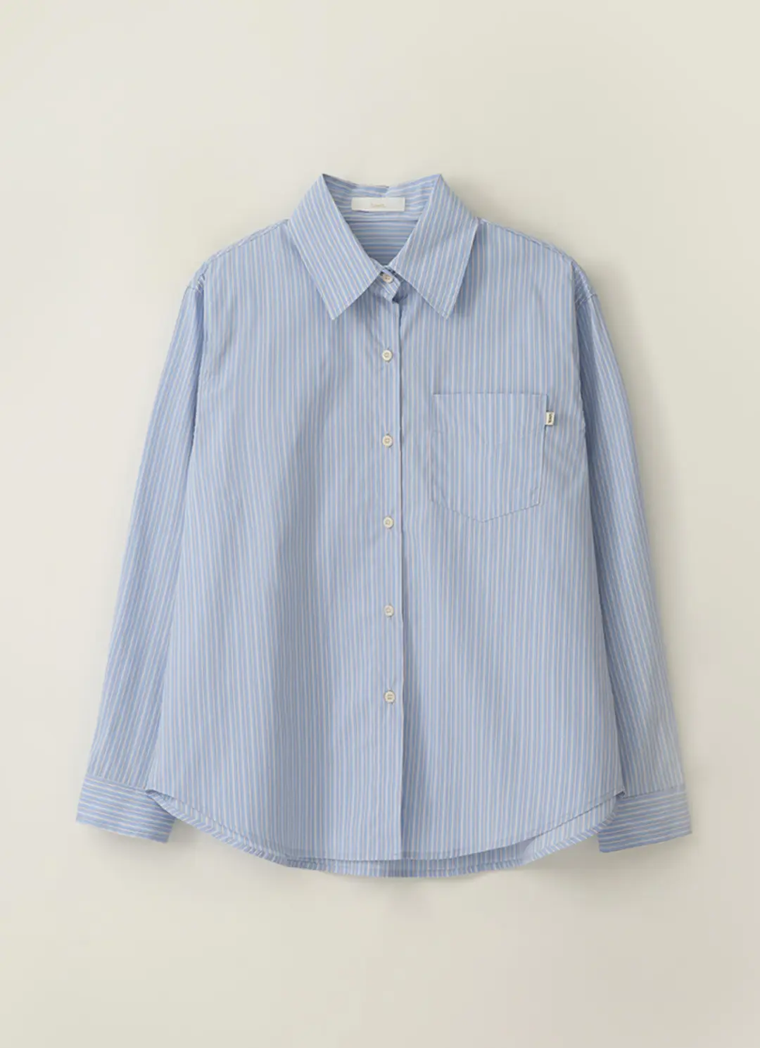 포멀 스트라이프 오버핏 셔츠 - 블루