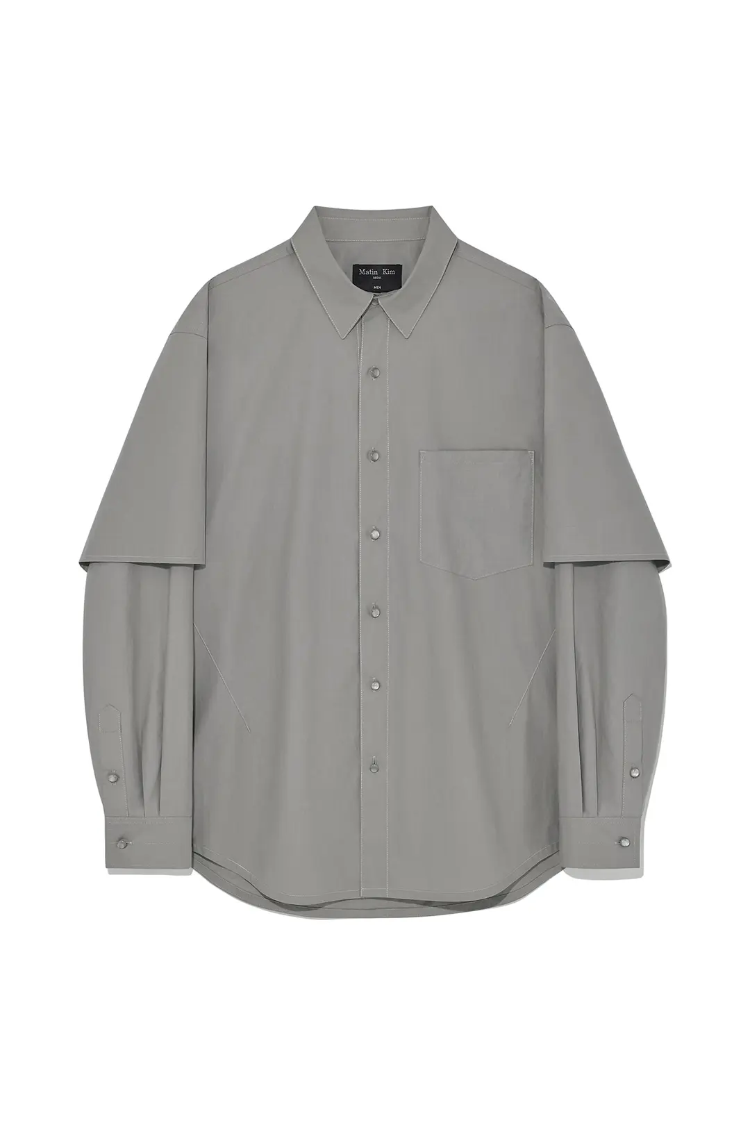 STITCH POINT LAYERED SHIRT FOR MEN IN KHAKI GREY