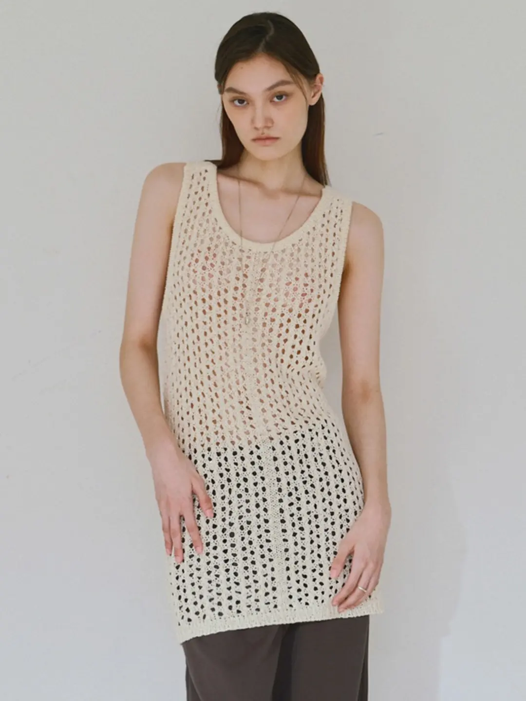 Crochet Knit Sleeveless [Butter]