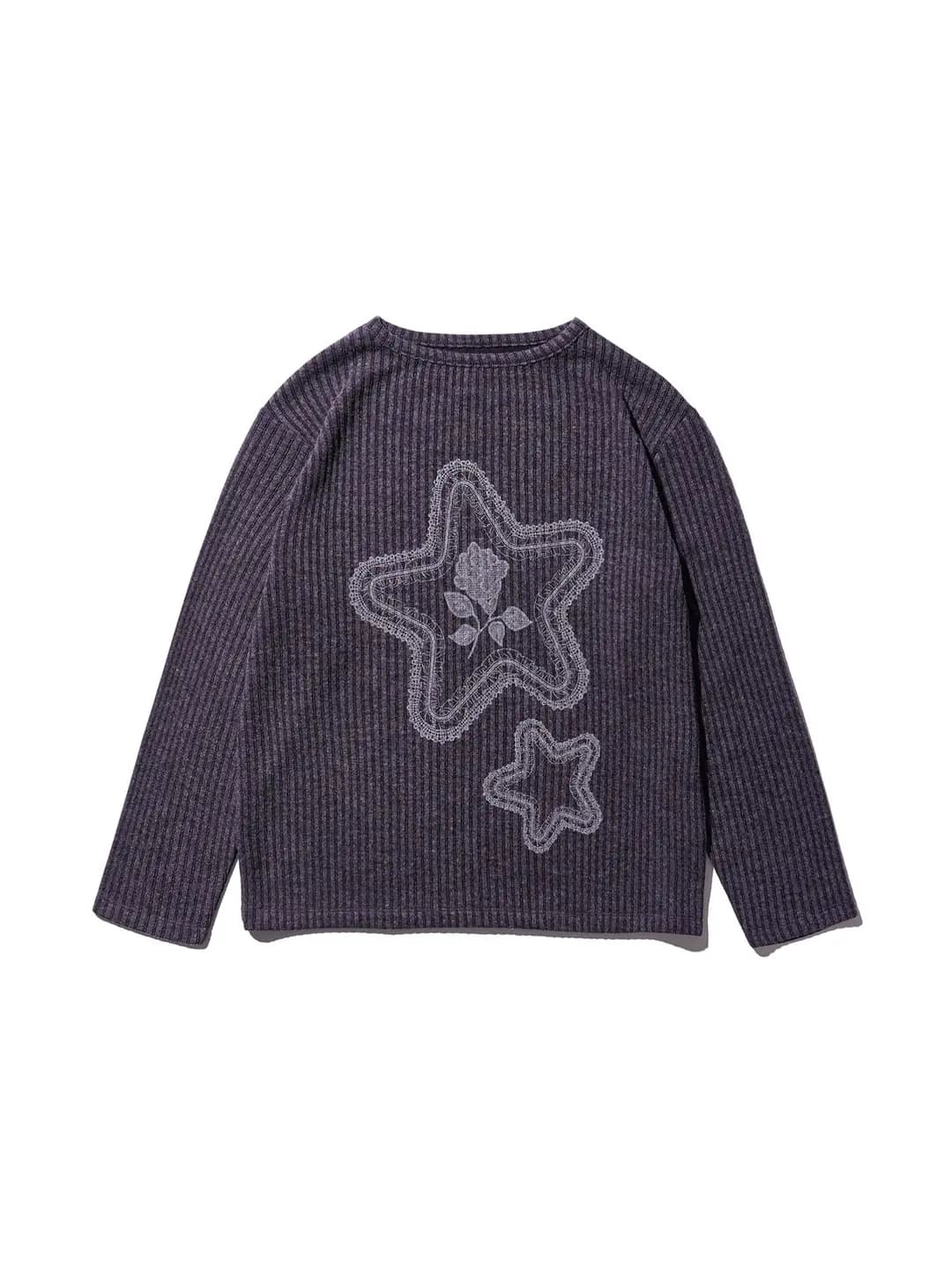Star Graphic Long Sleeve Top - Purple Black