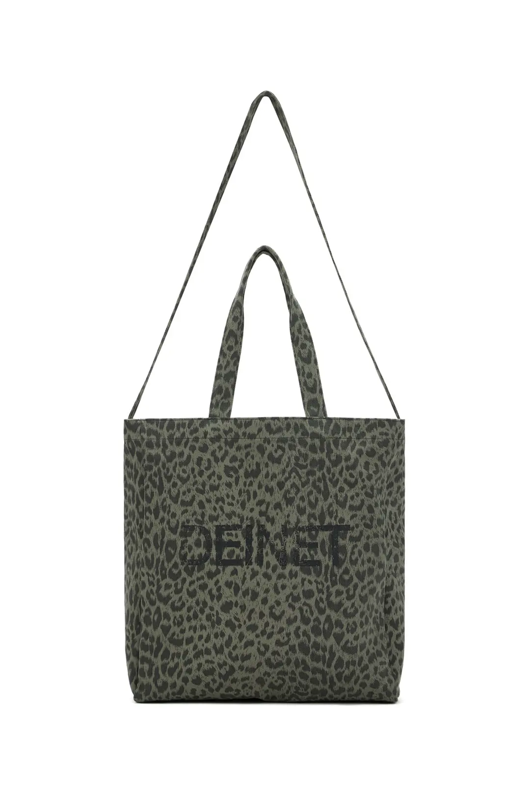 DEINET LOGO TWO WAY ECO BAG IN KHAKI LEOPARD