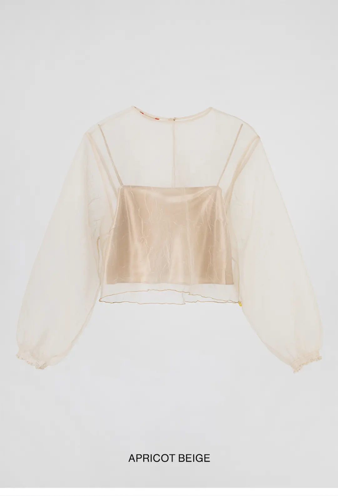 [SLIP TOP SET]ORGANDY BALLOON BLOUSE_APRICOT BEIGE