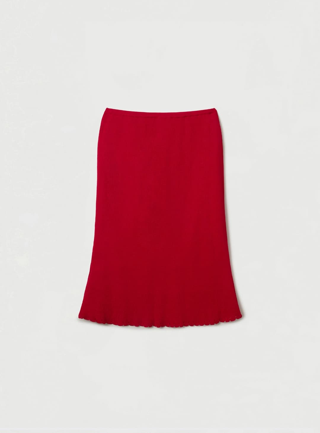KNIT MIDI SKIRT - RED