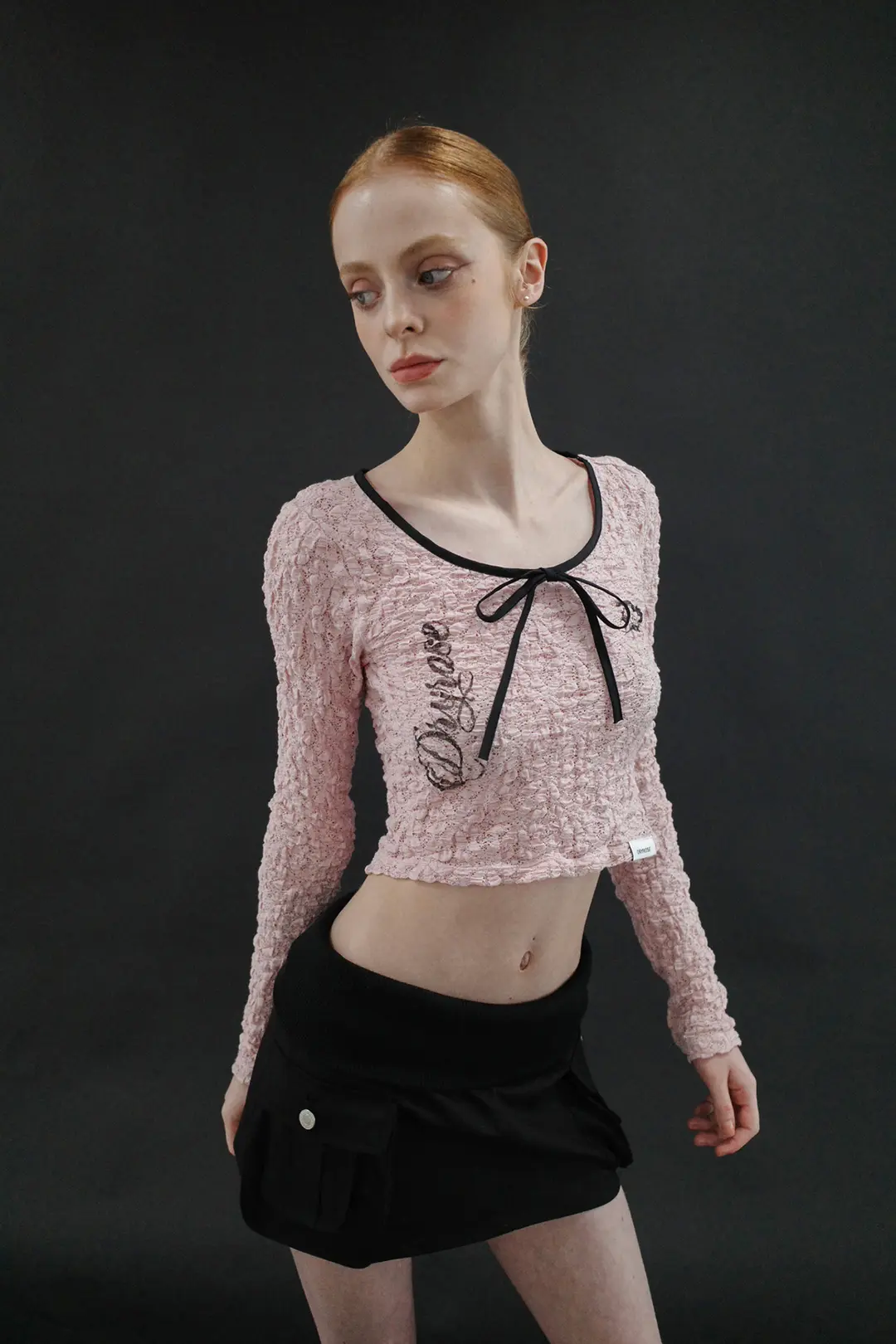 LETTERING LACE TOP (PINK)