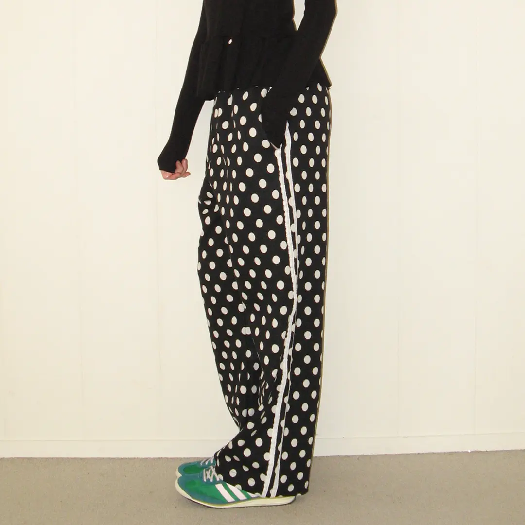 DOT LACE LINE SWEAT PANTS BLACK