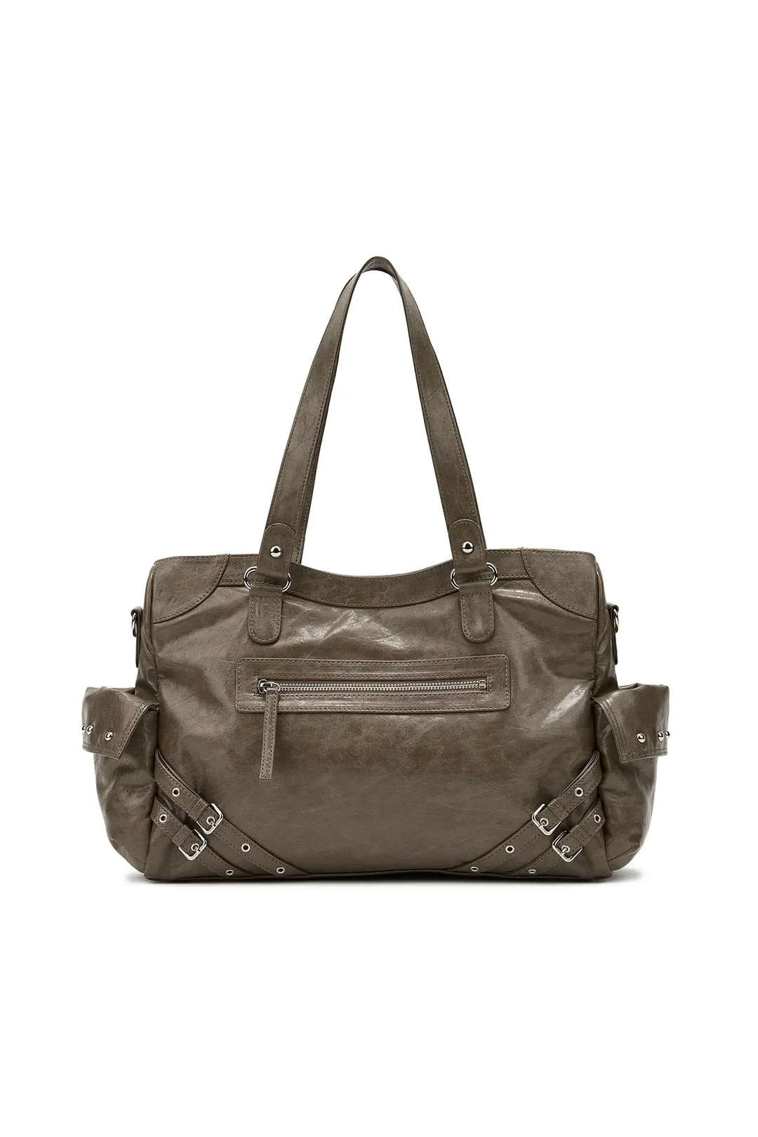 STUD POCKET BIG BAG IN KHAKI