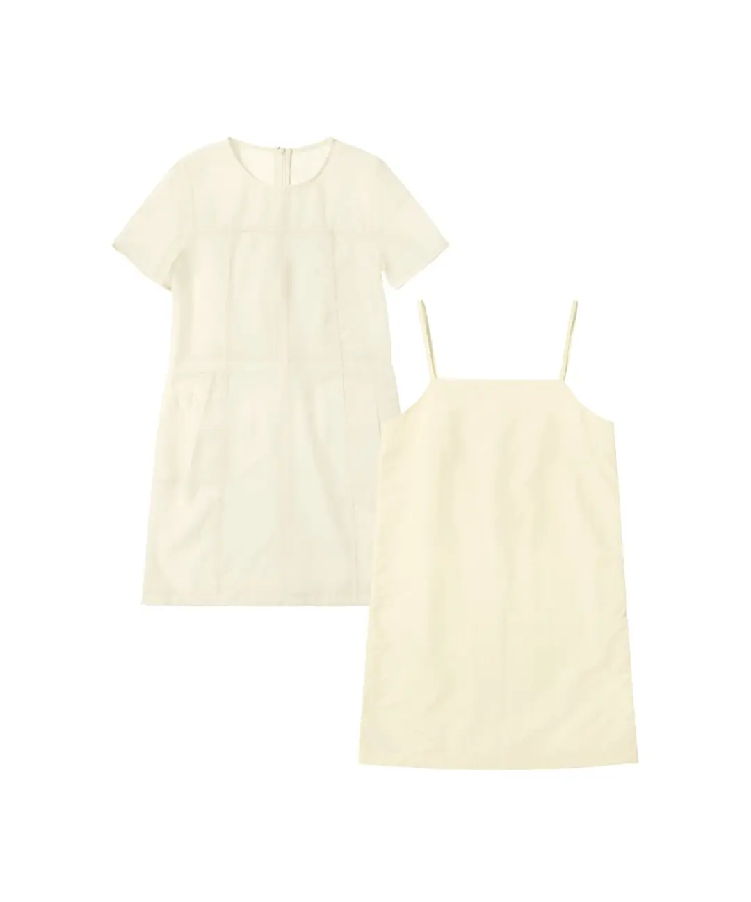 A3518 시스루 레이어드 셋업 원피스_Butter yellow