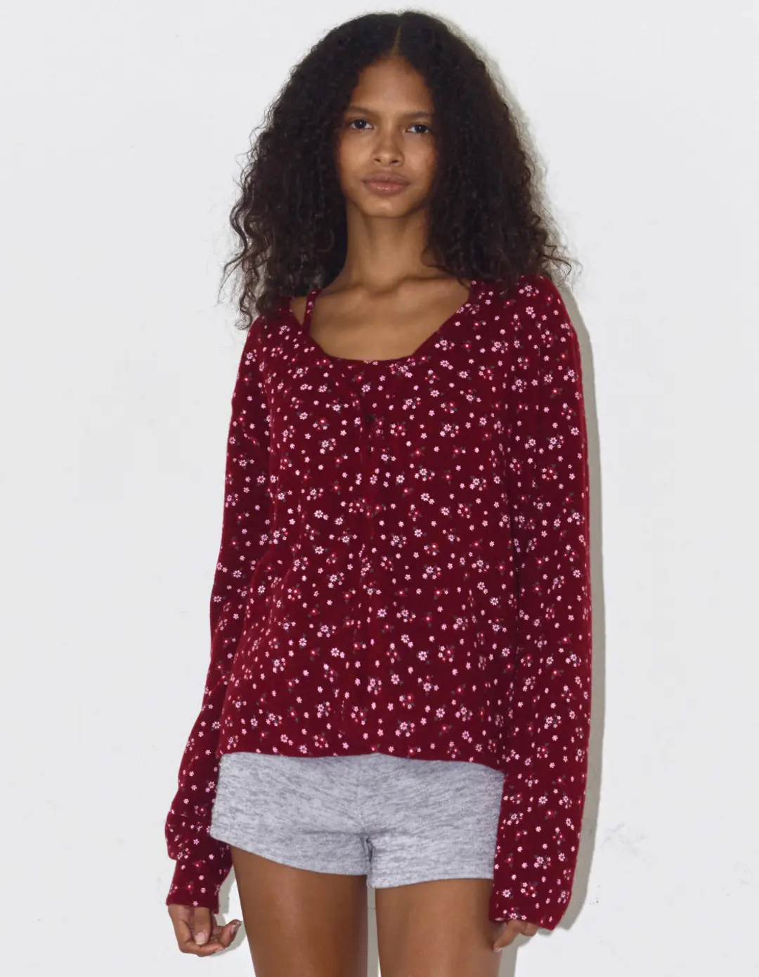 FLOWER CARDIGAN SET, RED