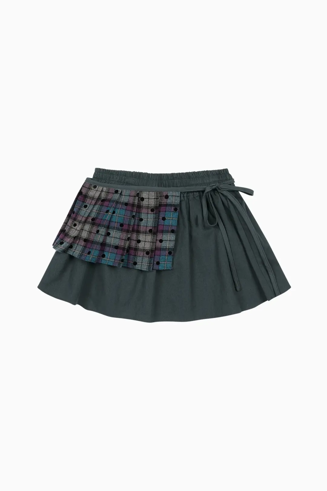 CHECK TWOWAY MINI SKIRT, ASH BLUE