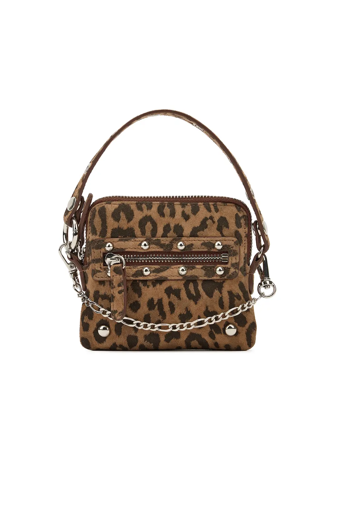 DEINET STUD CROSS CHAIN WALLET IN DEEP LEOPARD