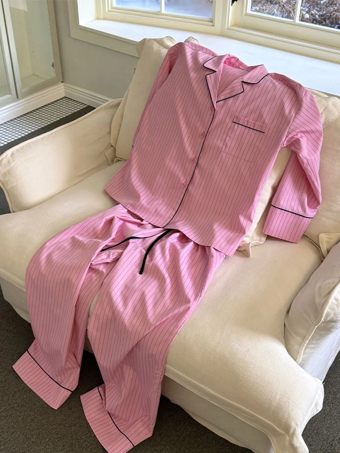 (UNI)STRIPED PAJAMA SET / PINK