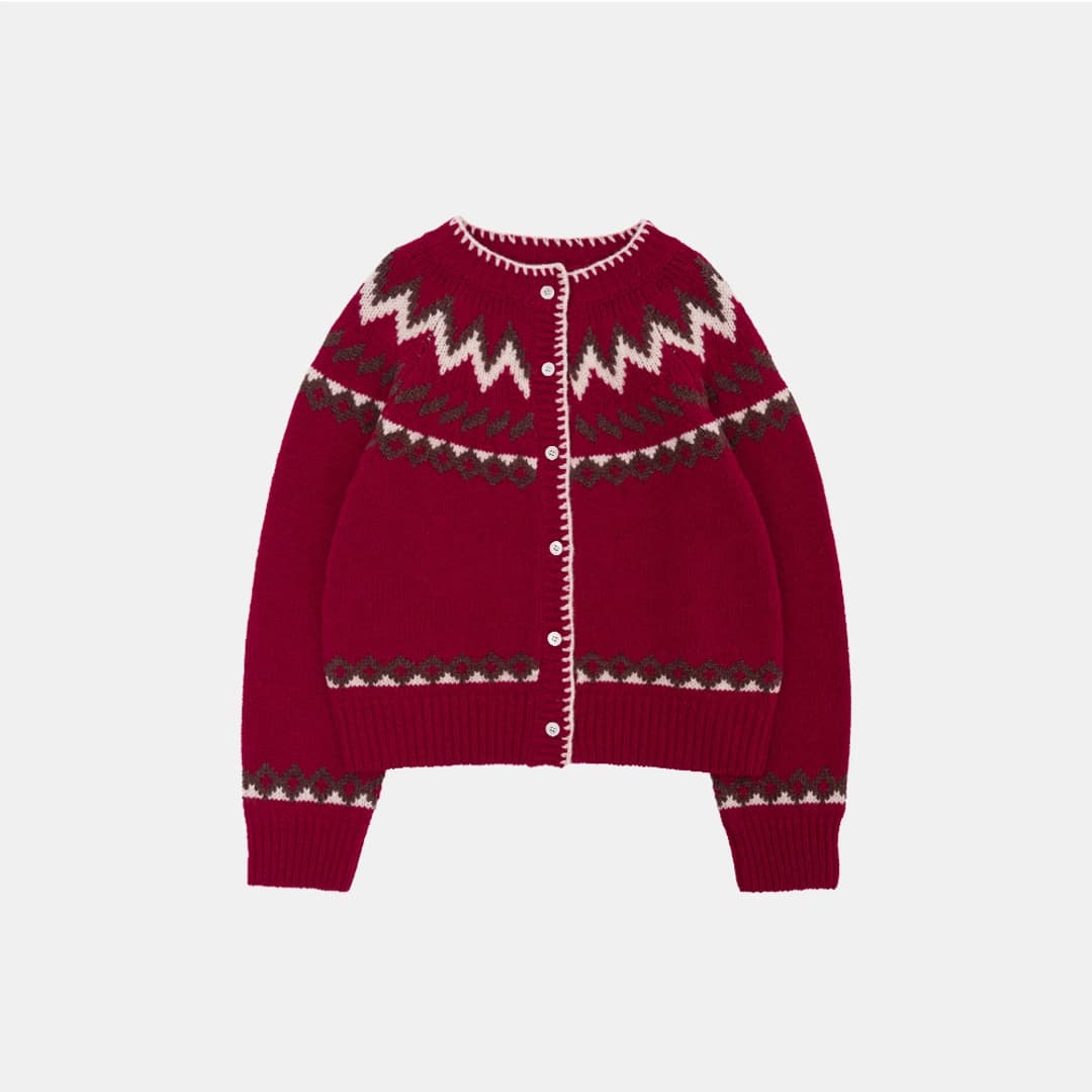 SIKN2166 노르딕 자카드 니트 가디건_Red