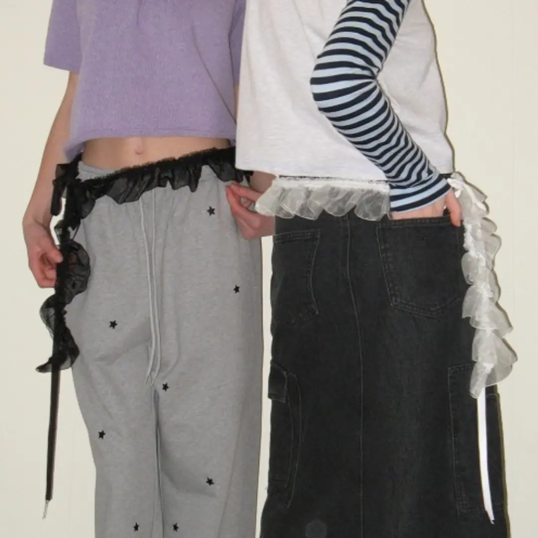 [2PACK] SHIRRING ORGANZA MESH BELT