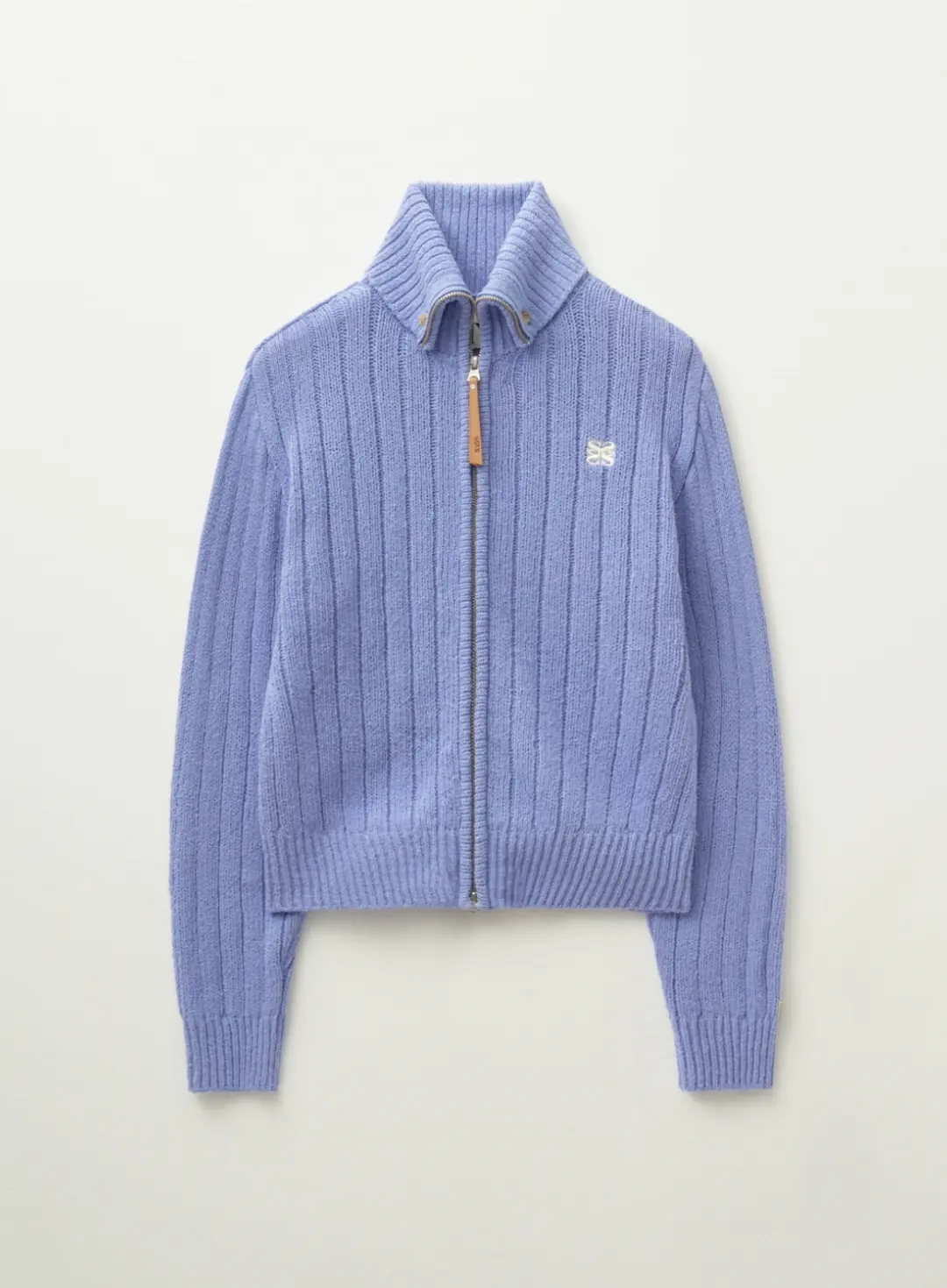 (W) Faro Boucle Knit Zip-up - Lavender Blue
