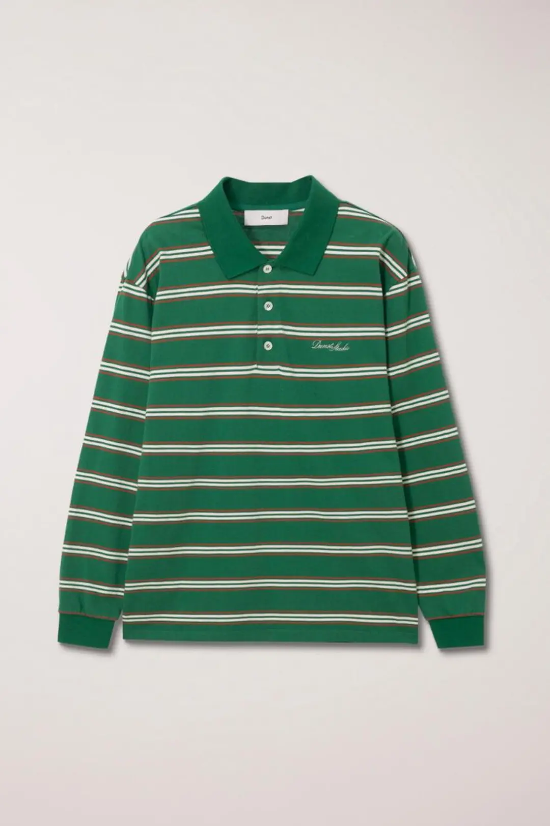 UNISEX MULTI STRIPE COLLARED T-SHIRT GREEN STRIPE