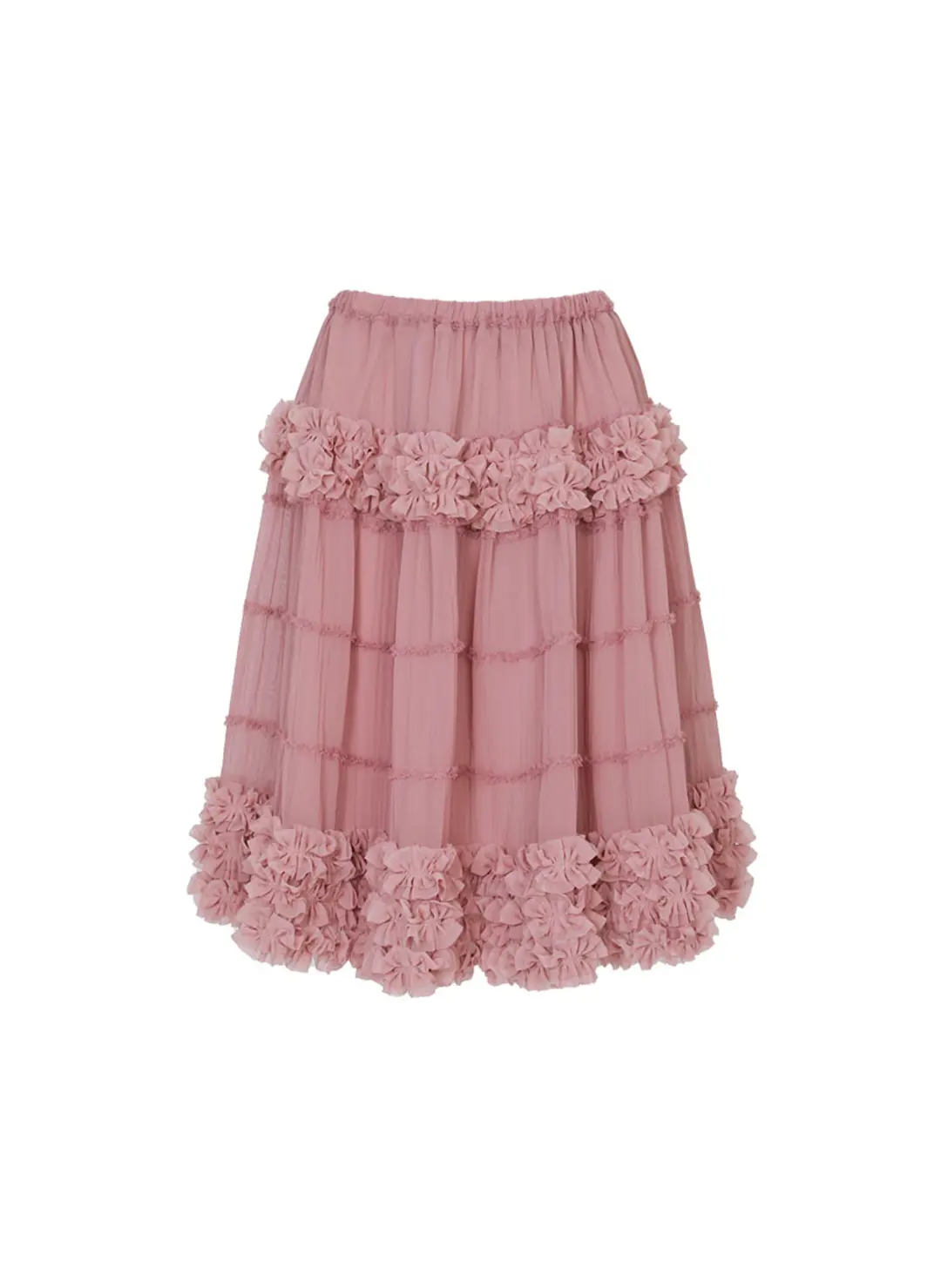 Coy Cancan Frill Midi Skirt (Pink)