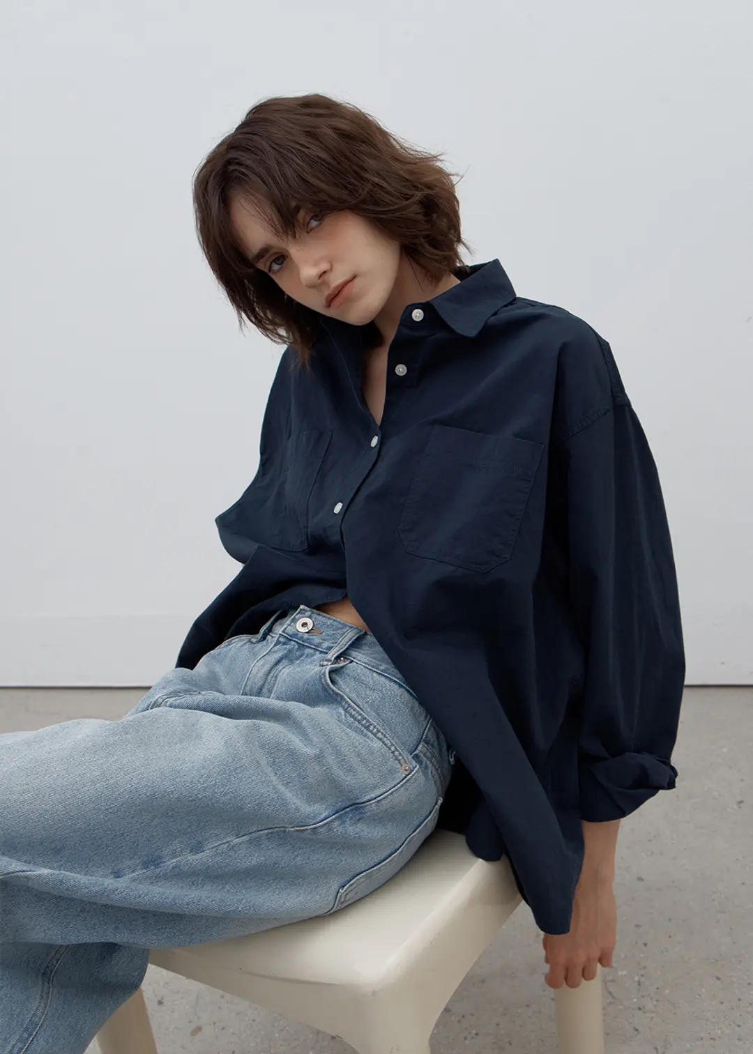 [19차/예약배송] Vintage washing shirt (navy)