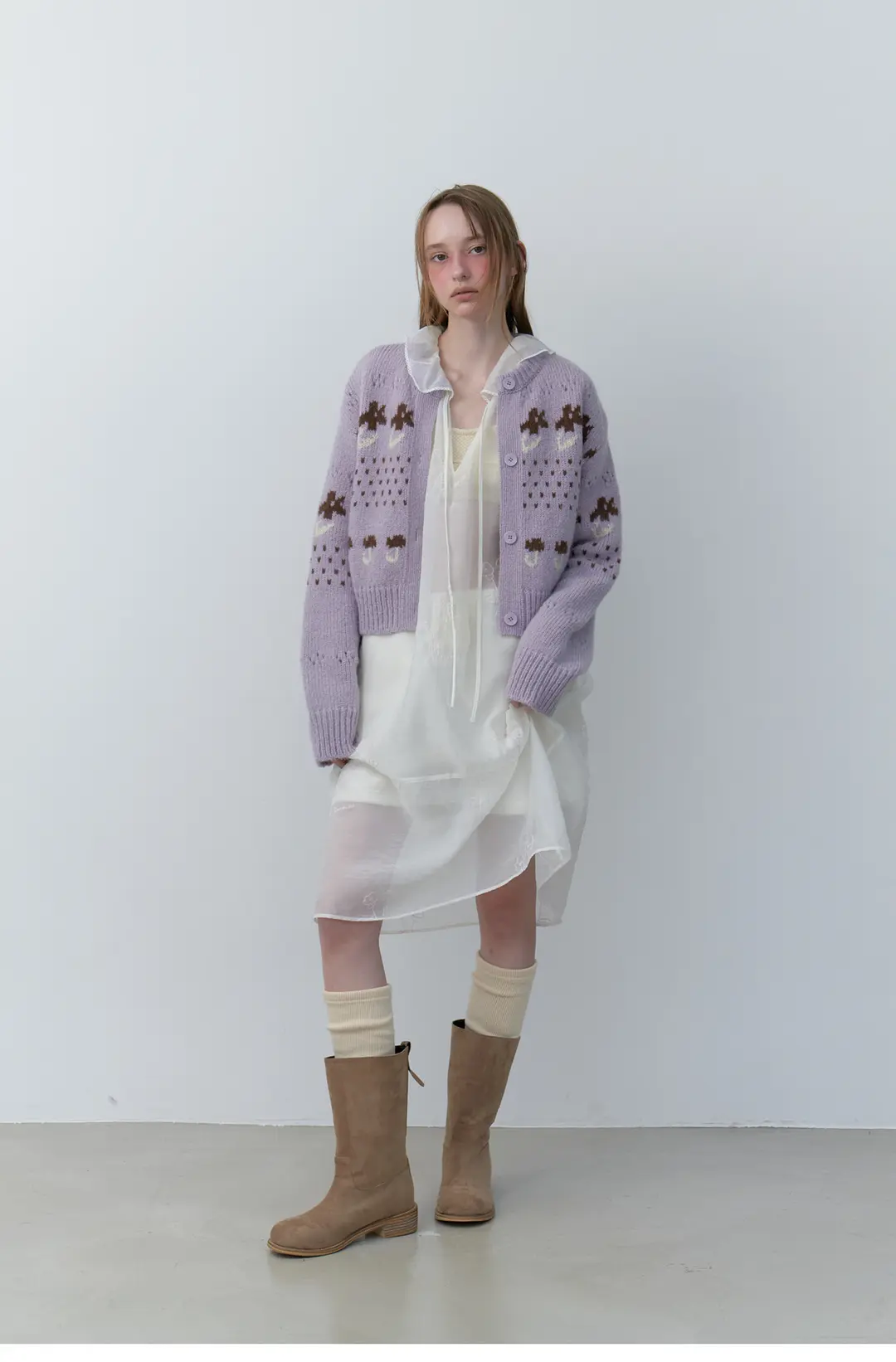 (2nd Re-stock) Winter Garden Cardigan (Lilac)