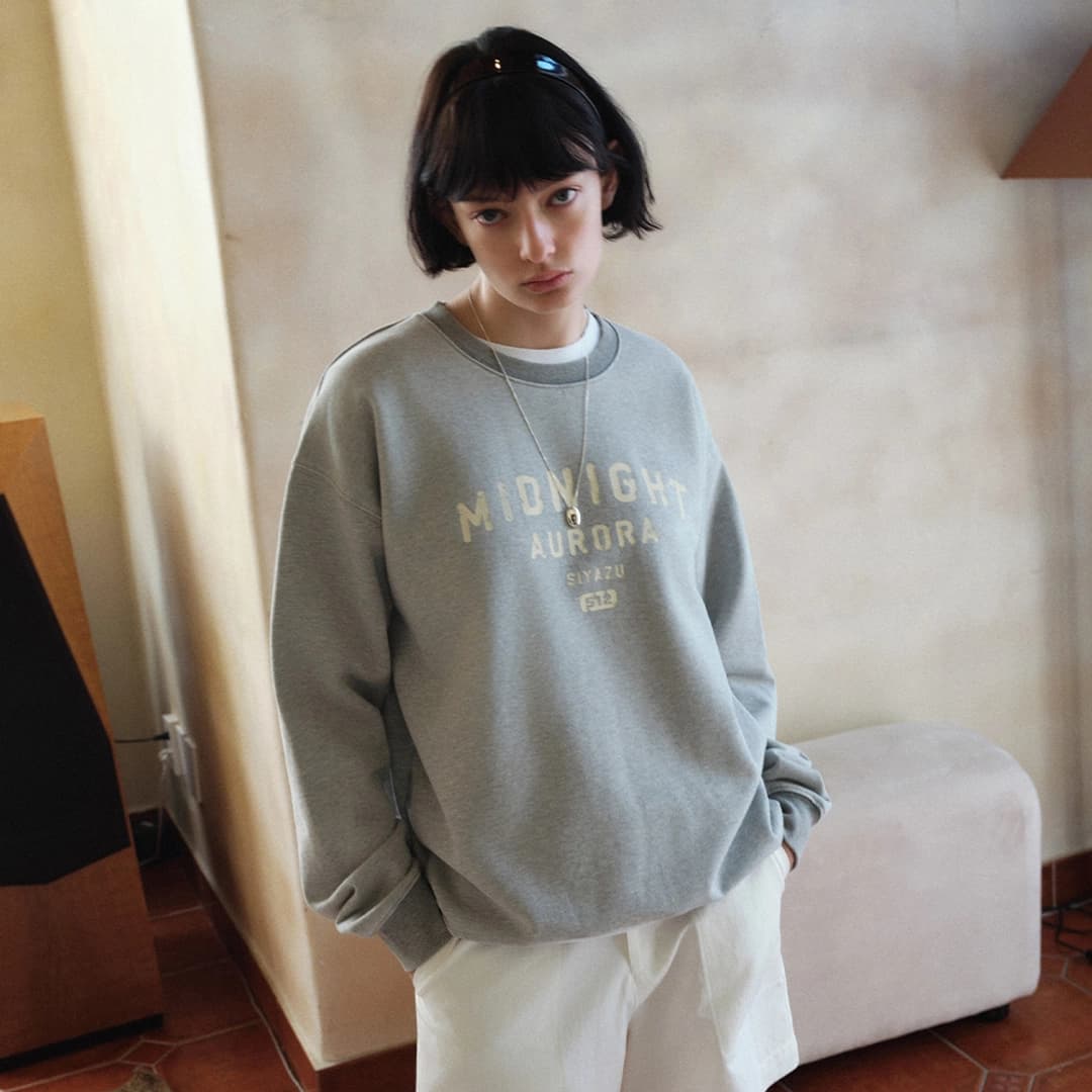 SITP5252 MIDNIGHT AURORA 맨투맨_Melange gray