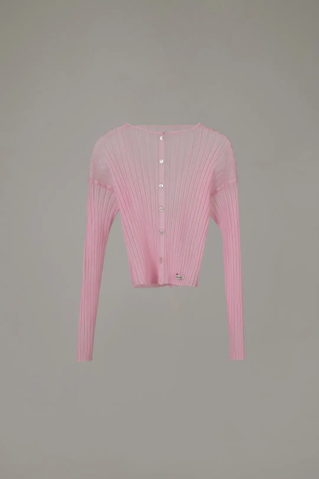 SHEER GLOSSY RIBBED CARDIGAN_PINK