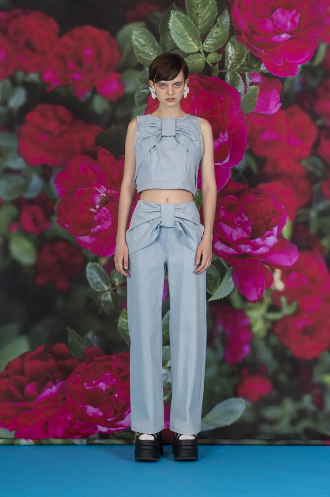 리본 드레이프 데님 팬츠