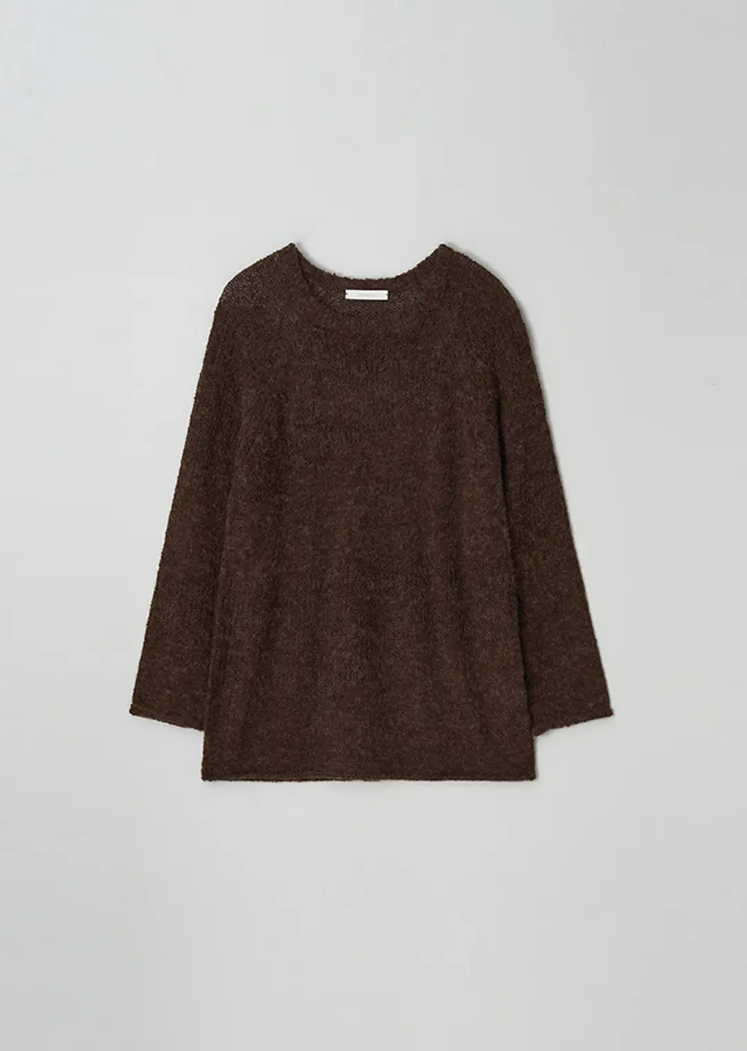 boucle embossing knit sweater-brown