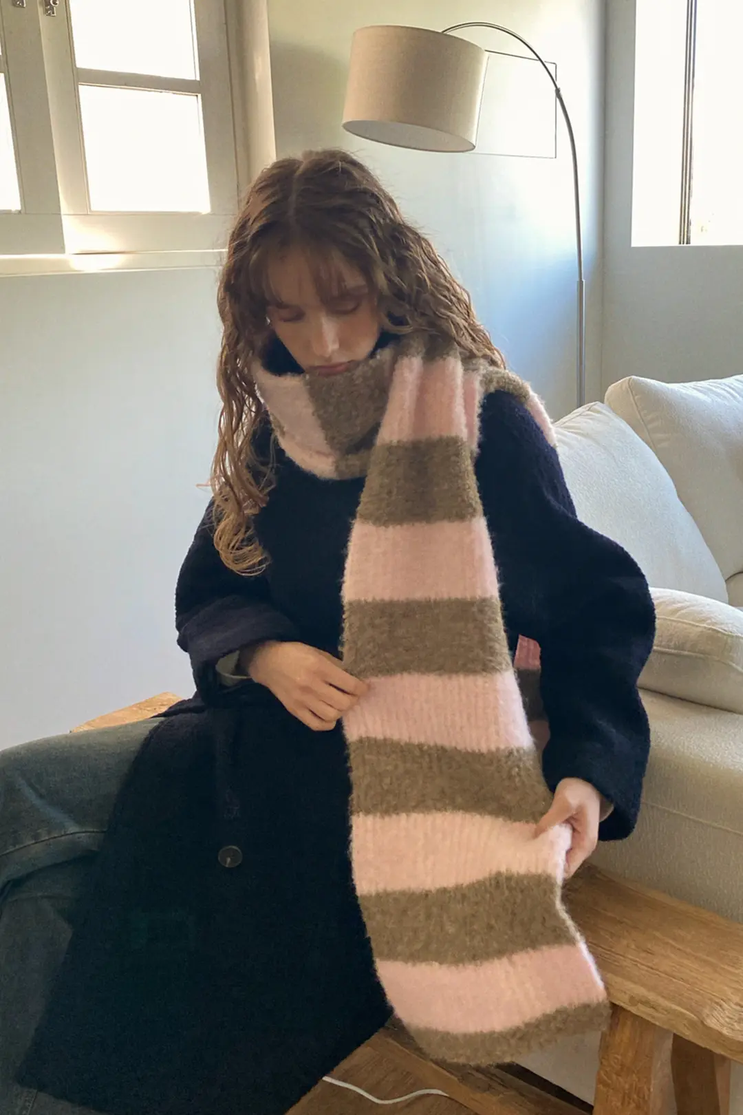 [부클 머플러] Phoebe Muffler / Pink&Brown