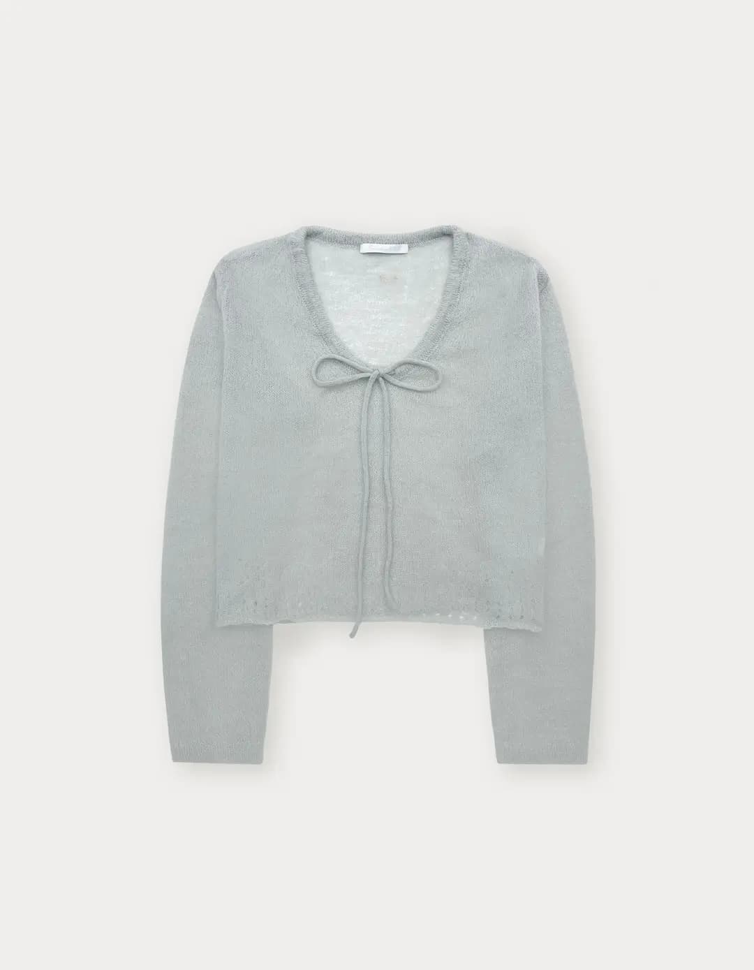 Punching See-Through Ribbon Knit - Light Grey