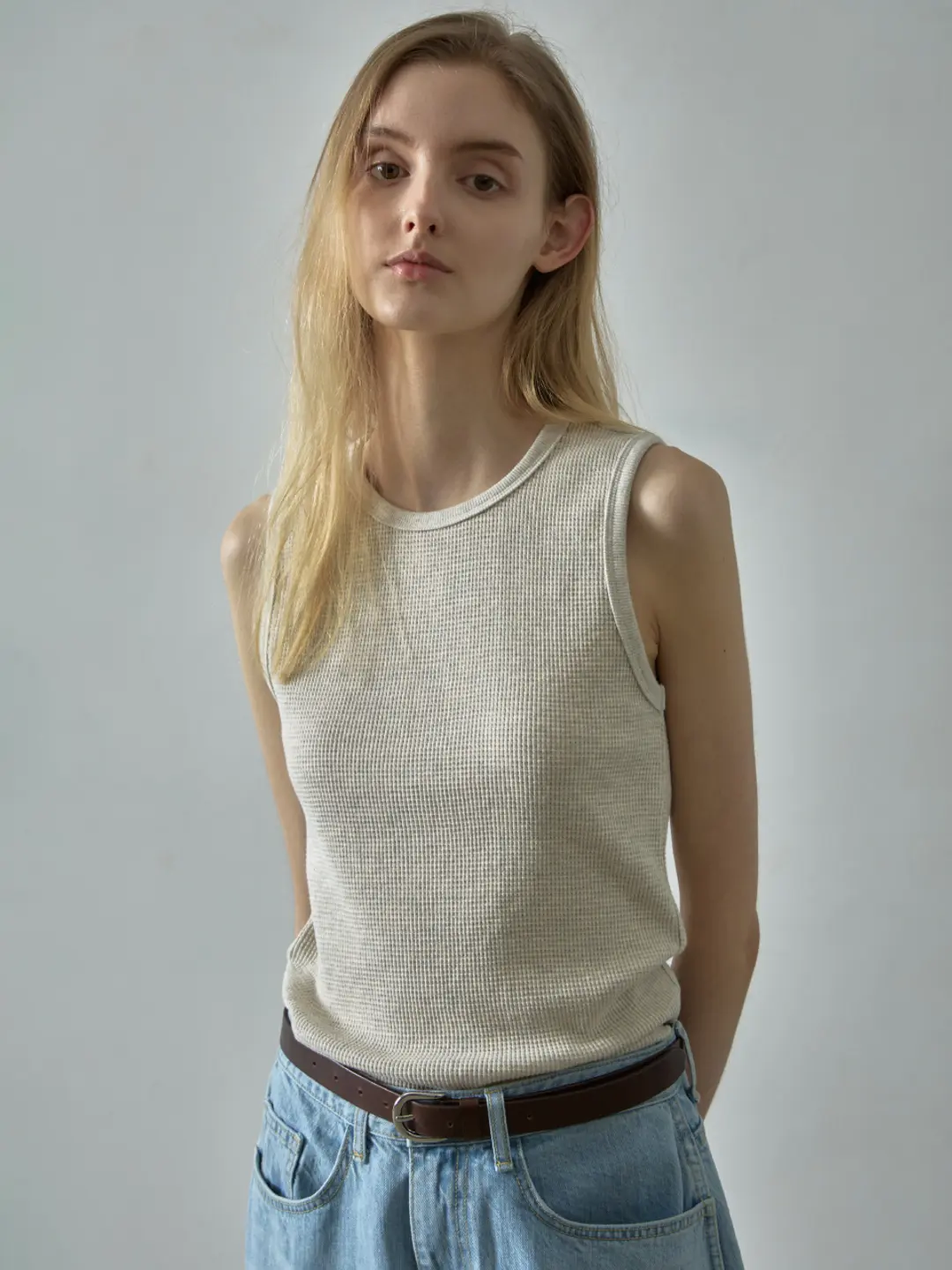 텍스처 코튼 슬리브리스_4color