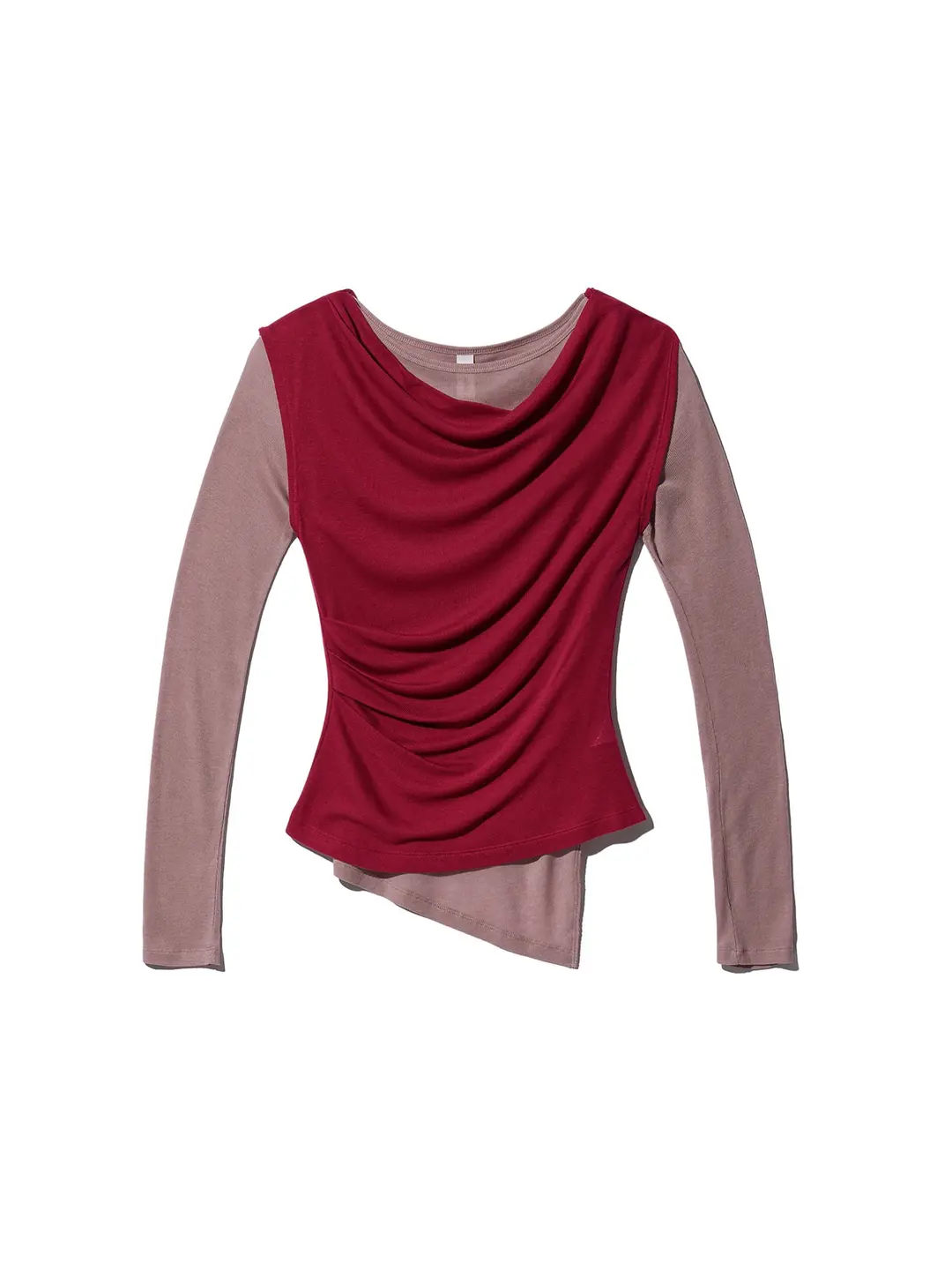 Asymmetric Layered Top Set - Red/Pink
