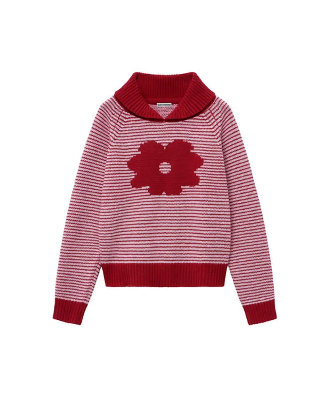 FLORAL STRIPE COLLAR KNIT red