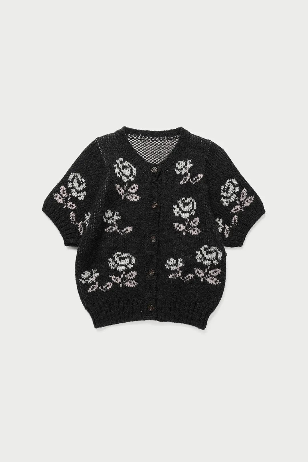 Rose half cardigan_charcoal