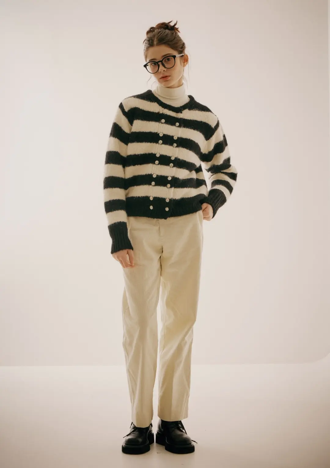 Double Button Cardigan Black