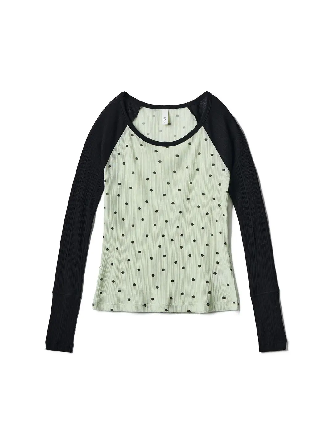 Sheer Polka Dot Raglan Top - Mint