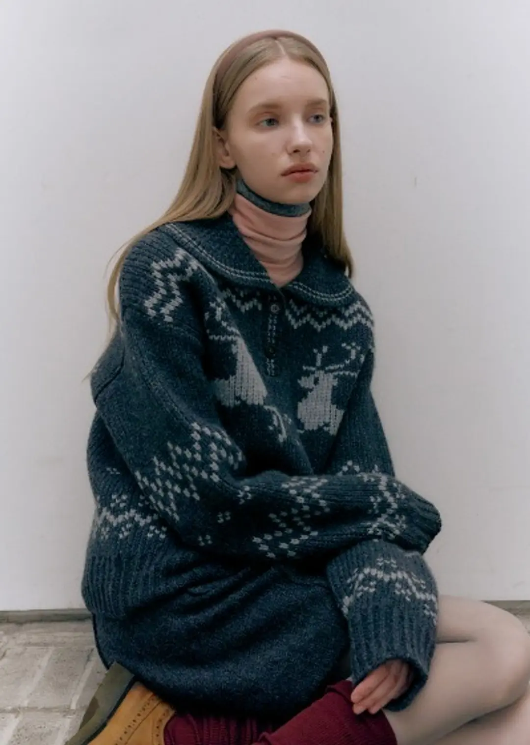 JACQUARD COWICHAN PULLOVER (dust gray)