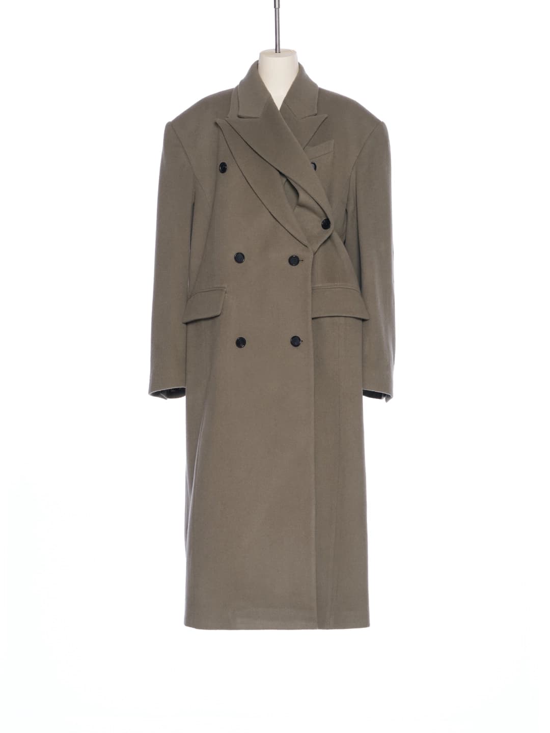 FW24 KHAKI LAPEL LAYERED OVERSIZE COAT
