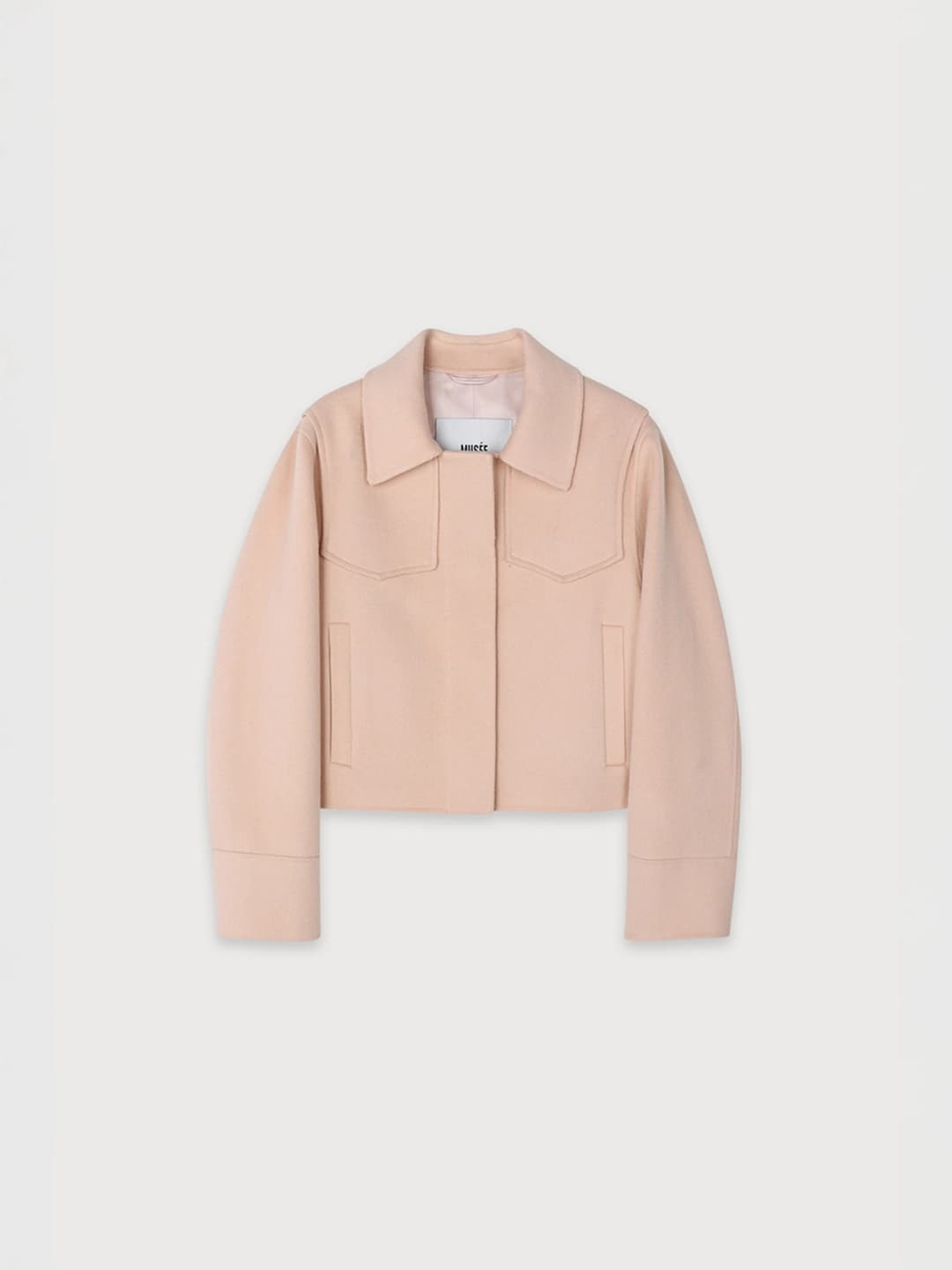 ZAHA Merino Wool Handmade Short Coat_Salmon