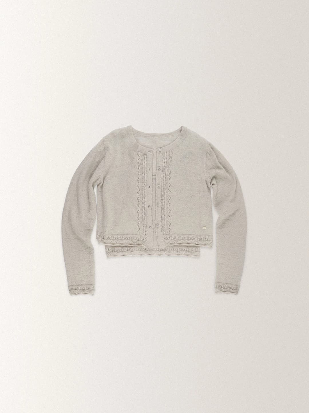 FRILL CROCHET LAYERED CARDIGAN [ GRAY ]