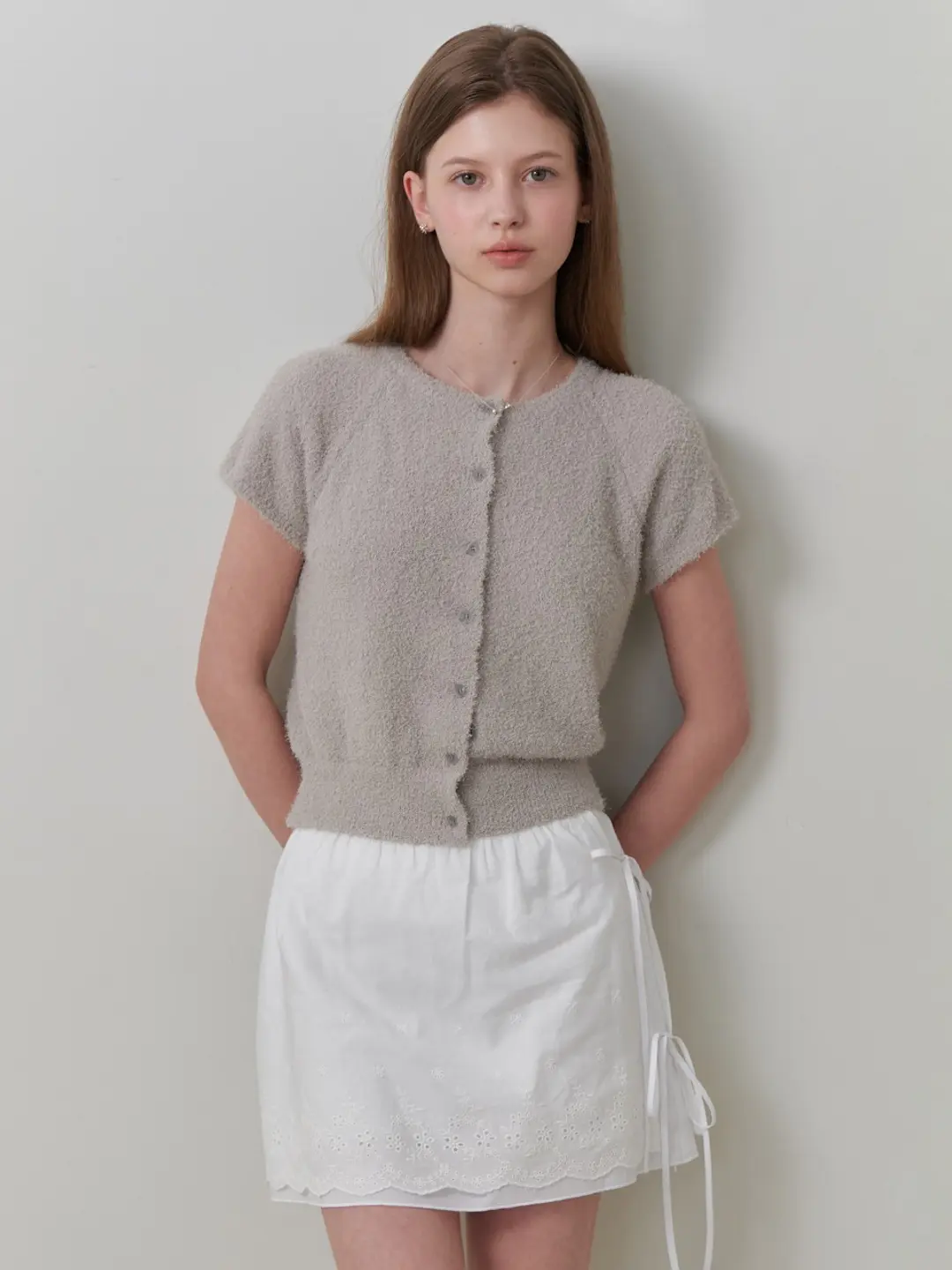 Sugary half cardigan (gray)