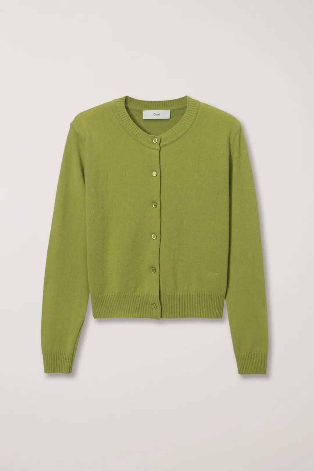 ESSENTIAL CREWNECK KNIT CARDIGAN OLIVE GREEN