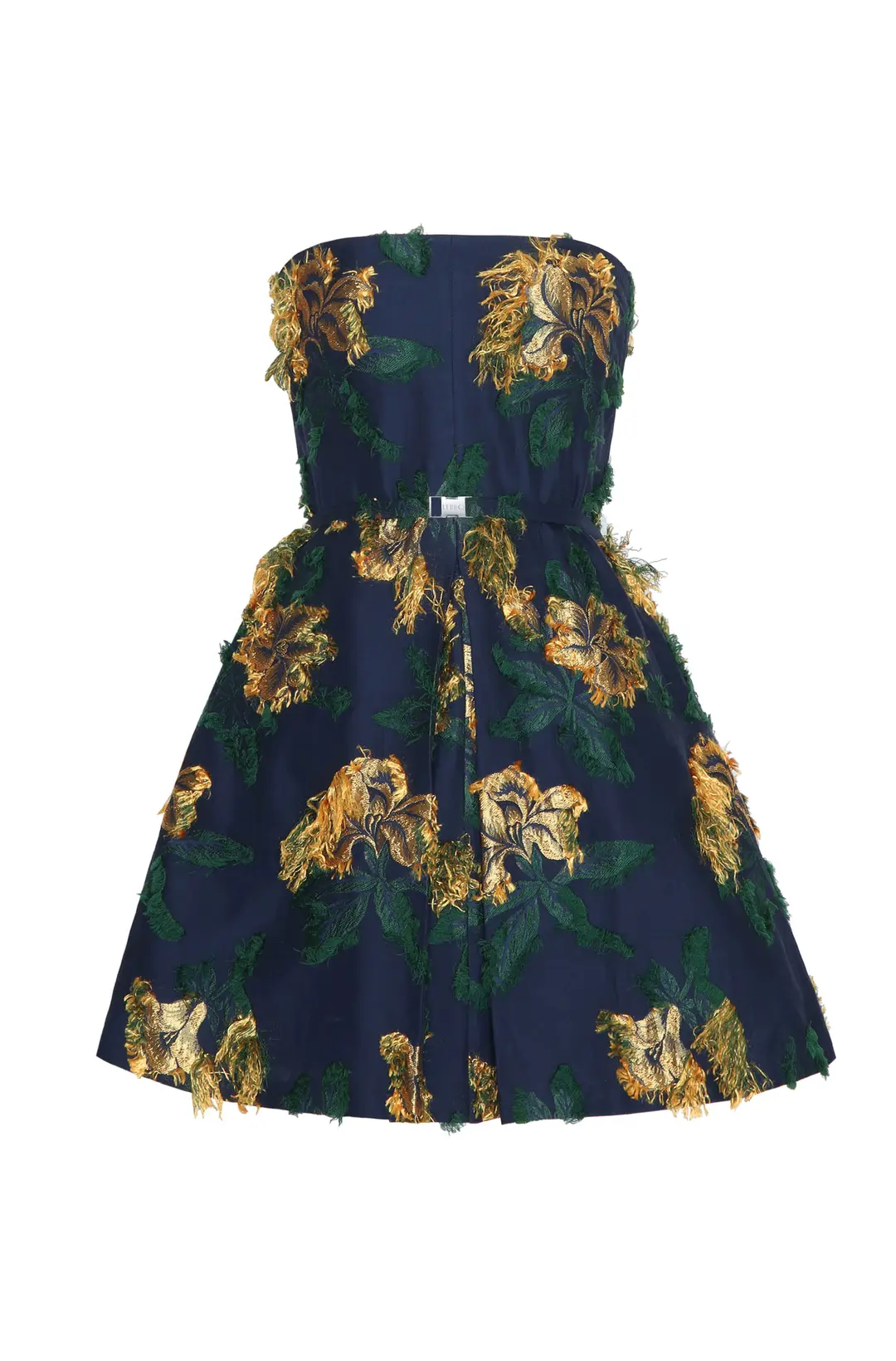 ALANA HIBISCUS JACQUARD STRAPLESS DRESS