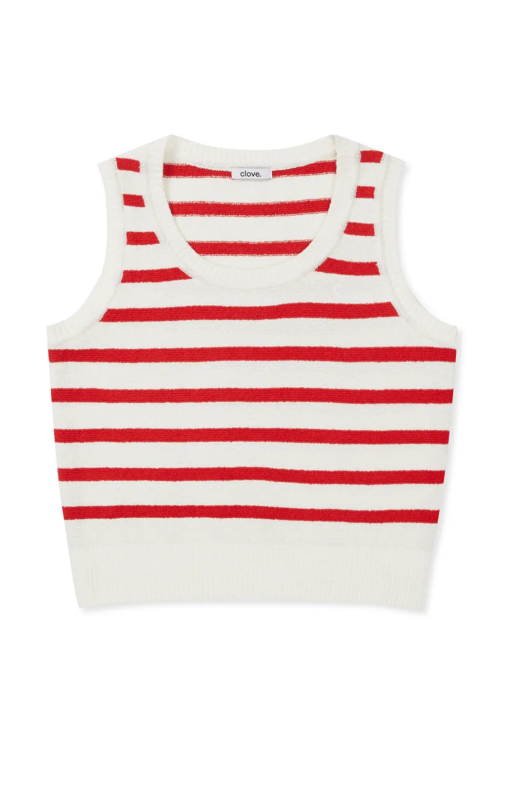 [25SS clove] Boucle Stripe Sleeveless Knit (Red)