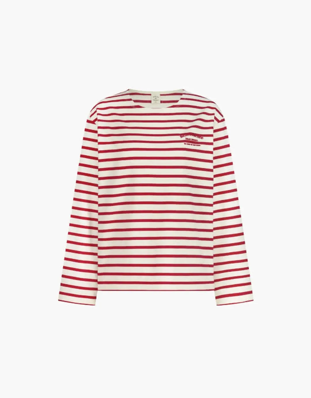 striped round neck t-shirt - red