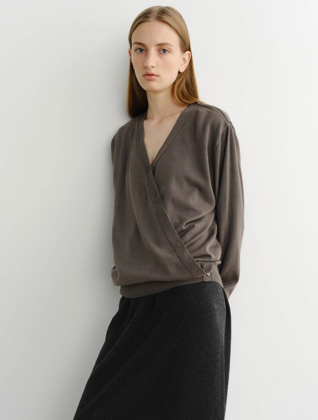 Drape Wrap Cardigan (Taupe)