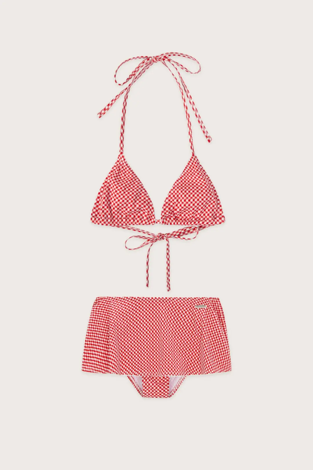 Gingham Check Skirt Bikini (Red)
