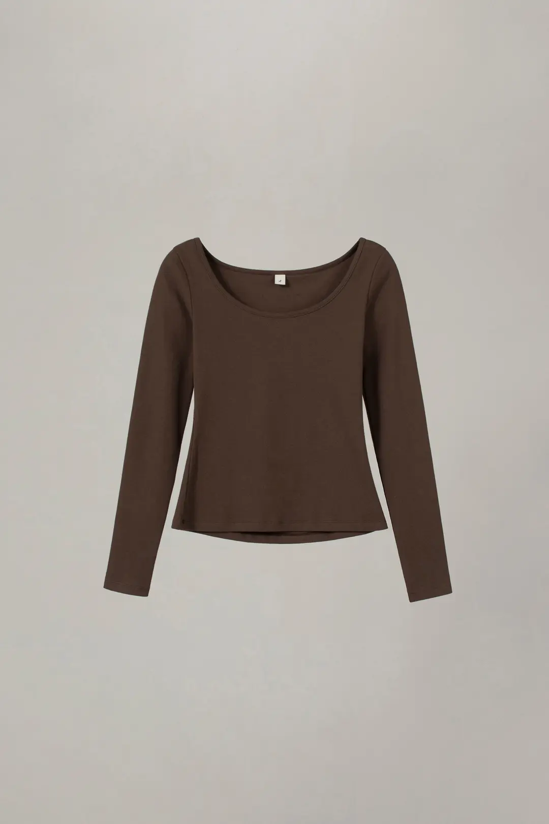 SCOOP NECK T-SHIRT_BROWN