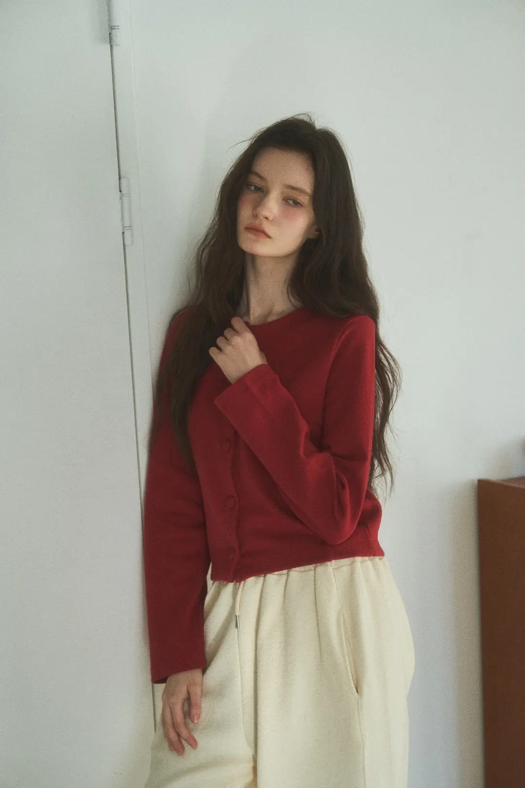 moa terry cardigan_red