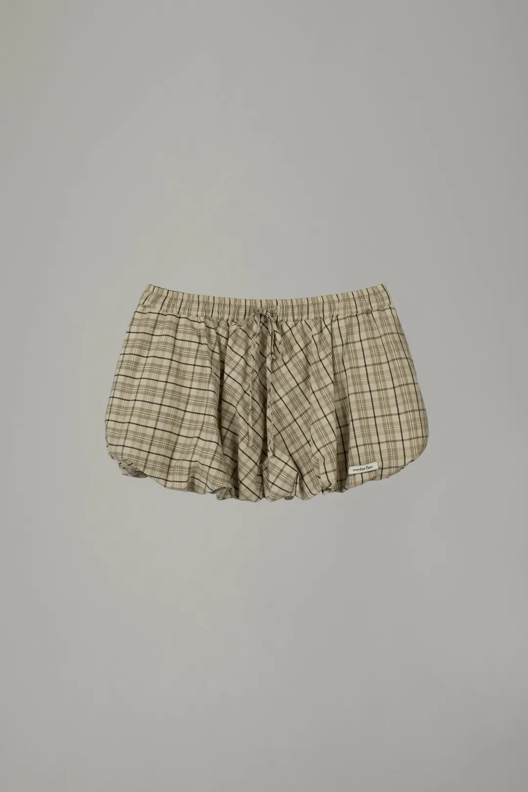 BALLOON MICRO MINI SKIRT_BEIGE CHECK
