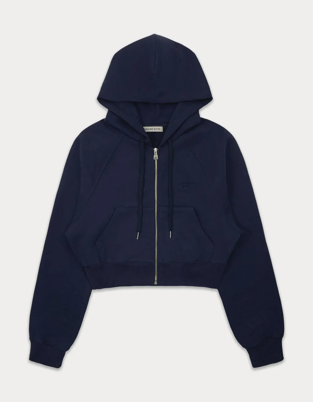 Essential crop hood zip-up - navy